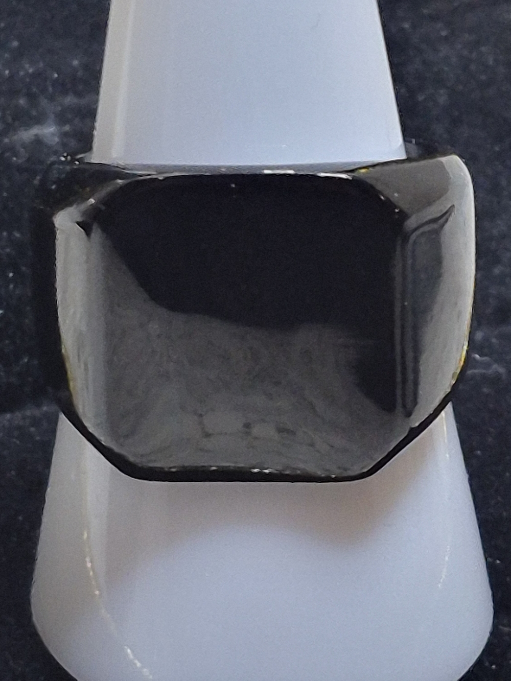 Chunky Solid Black Signet Ring Square Flat Top Size 9 Heavy 15g